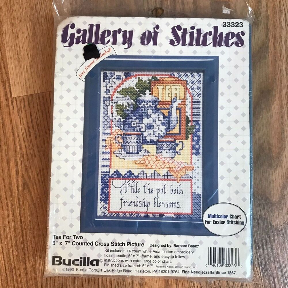 Counted Cross Stitch Kit Tea for Two New Bucilla